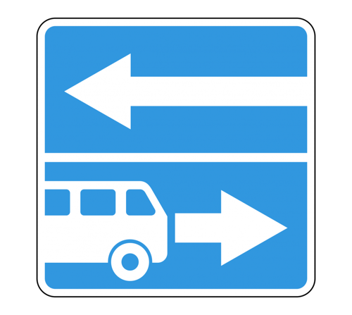 dorozhnyi_znak_osobogo_naznacheniya_5.13.2_vyezd_na_dorogu_s_polosoy_dly_marshrutnyh_transportnyh_sredstv Дорожный знак 5.13.2 Выезд на дорогу с полосой для маршрутных транспортных средств купить